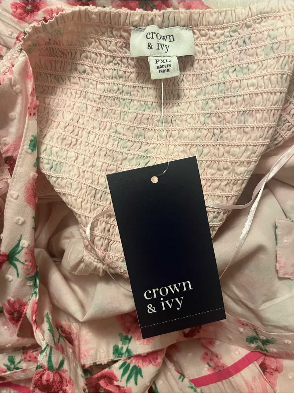 crown & ivy Blush Pink Floral Tiered Maxi Dress, Petite XL - Picture 5 of 7